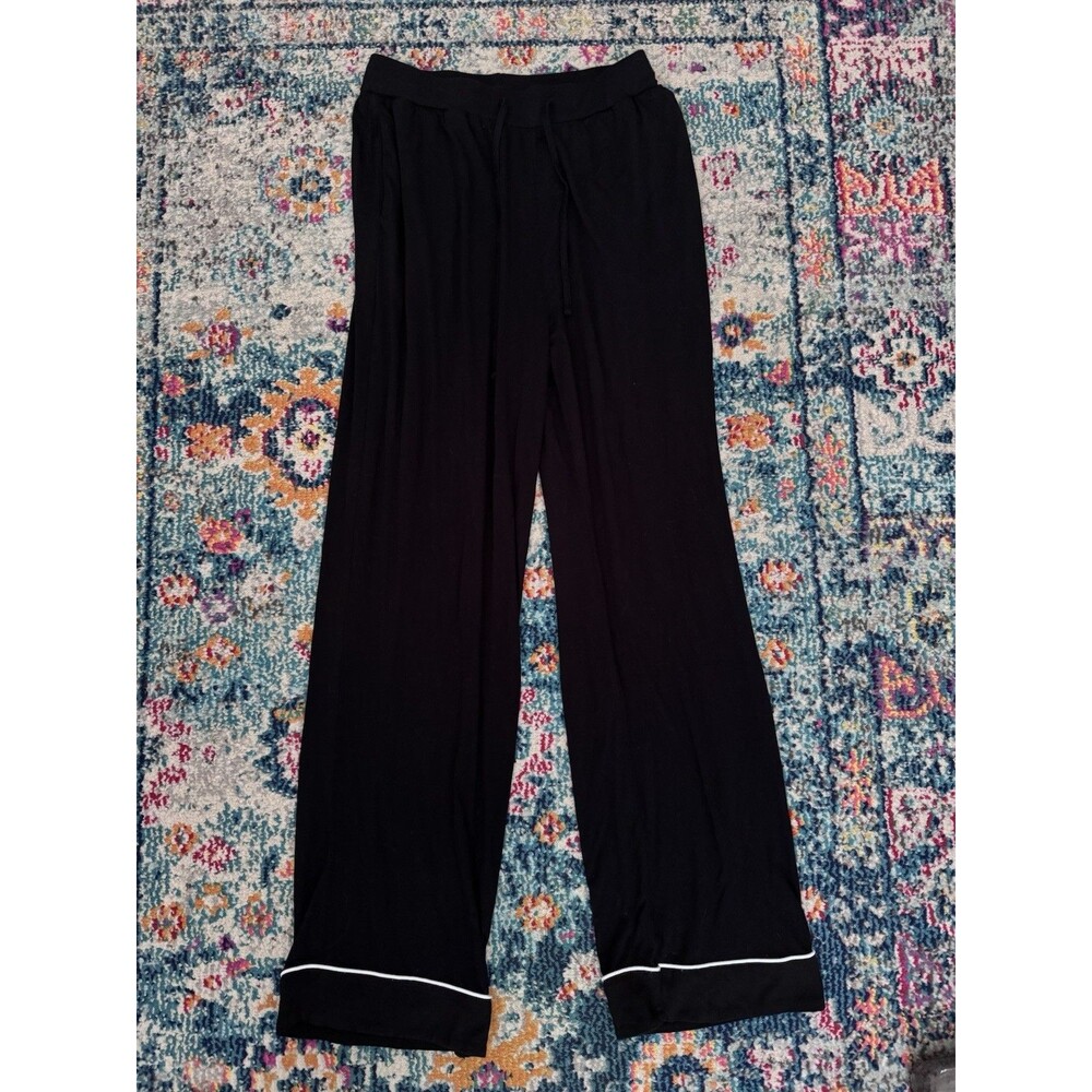 Cozy Earth Women's Black Bamboo Stretch-Knit Pajama Pant Pockets Size M